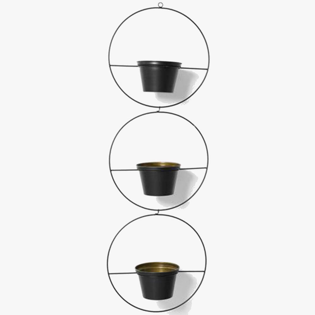 3Pot Hanging 2Tone(3ポットハンギング ブラック/ゴールド)幅35×奥行16×高さ108.5cm、(ポット)φ13.5×高さ10.5cm