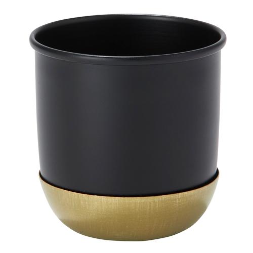 Pot with Saucer ポット+受け皿セット Color:Black&Gold/White&Gold/Gold&Gold Size:12cm/16cm/20cm