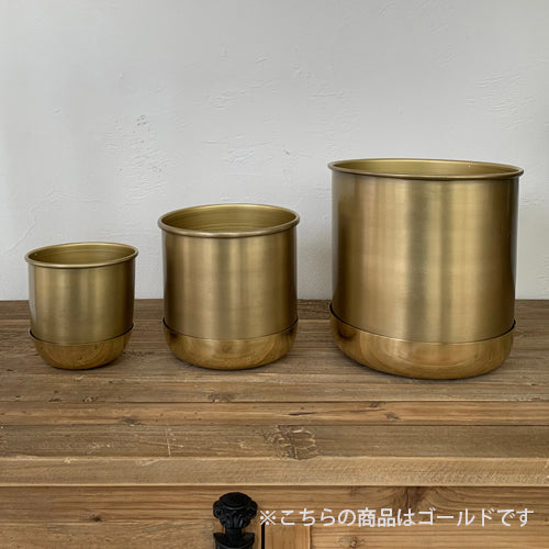 Pot with Saucer   ポット+受け皿セット Color:Black&Gold/White&Gold/Gold&Gold Size:12cm/16cm/20cm