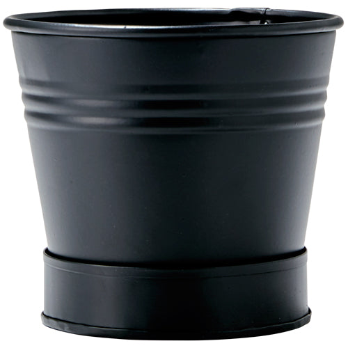 Tine Planter with Saucer   Black/Silver ブリキプランターウィズソーサー